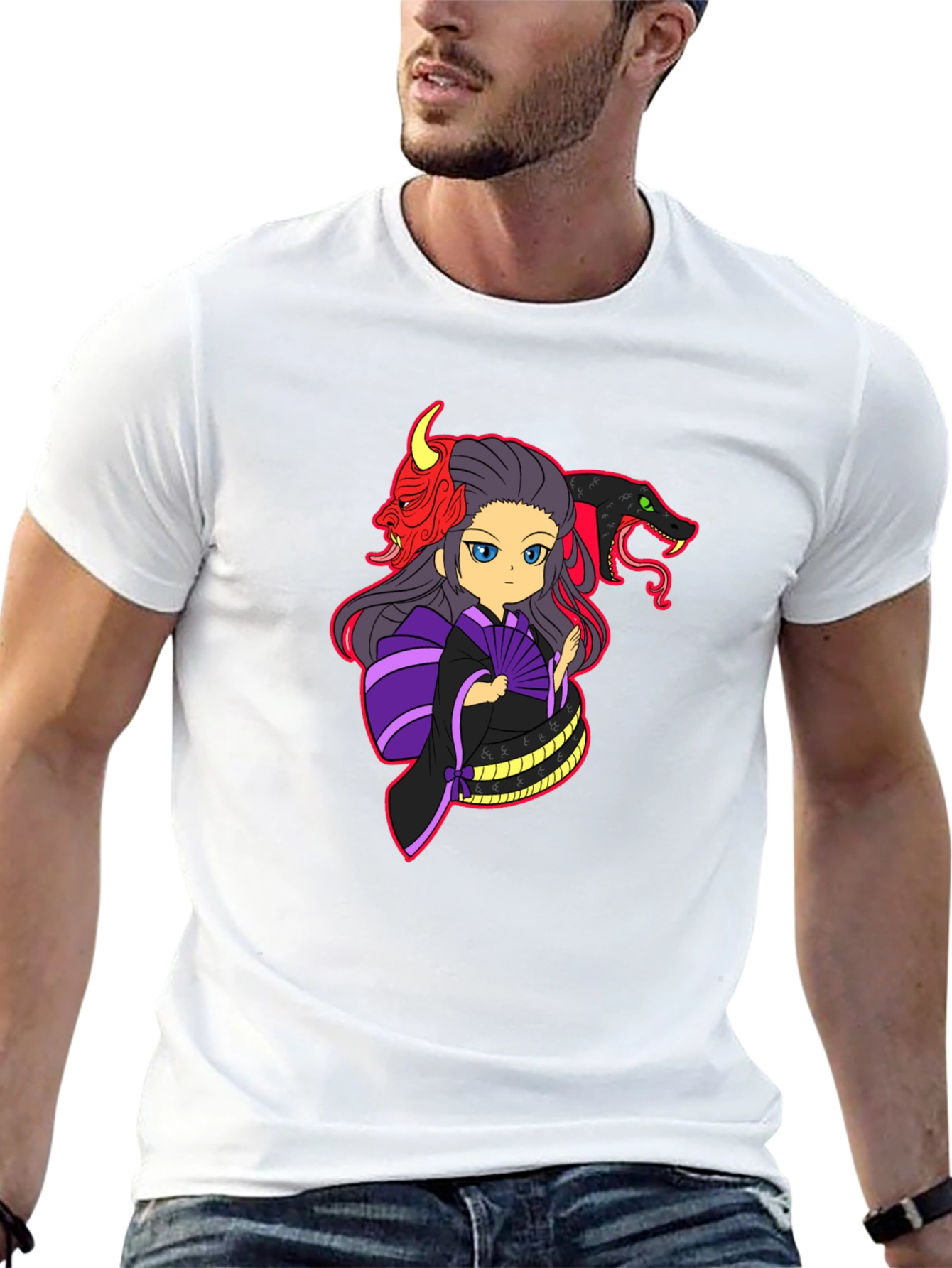 Anime Graphic Print Black T-Shirt