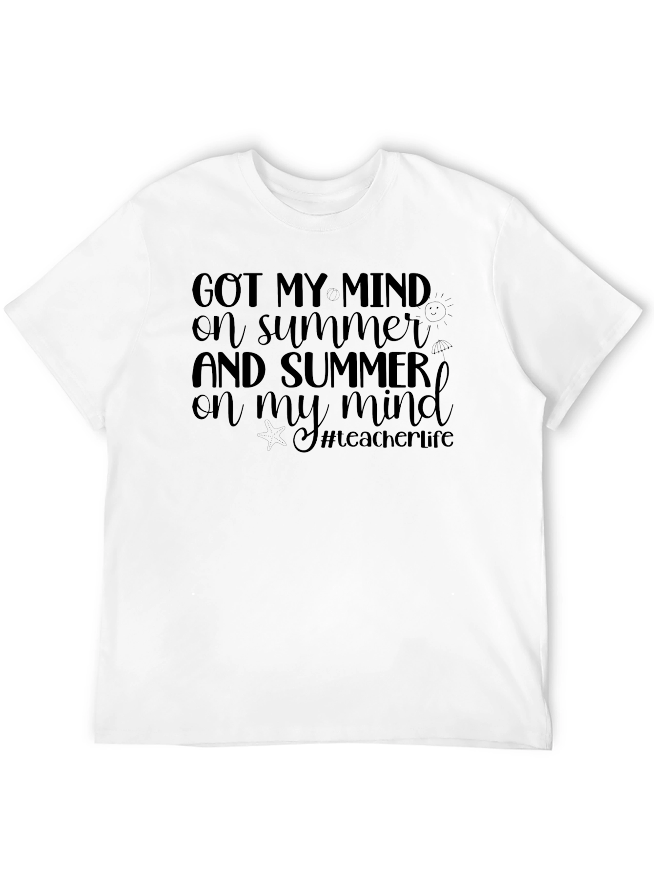 Summer Mind Teacher Life Black T-Shirt