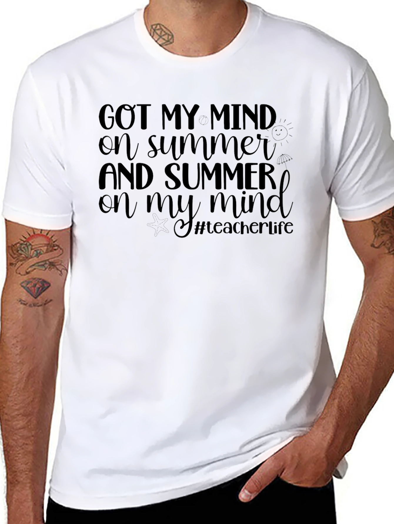 Summer Mind Teacher Life Black T-Shirt