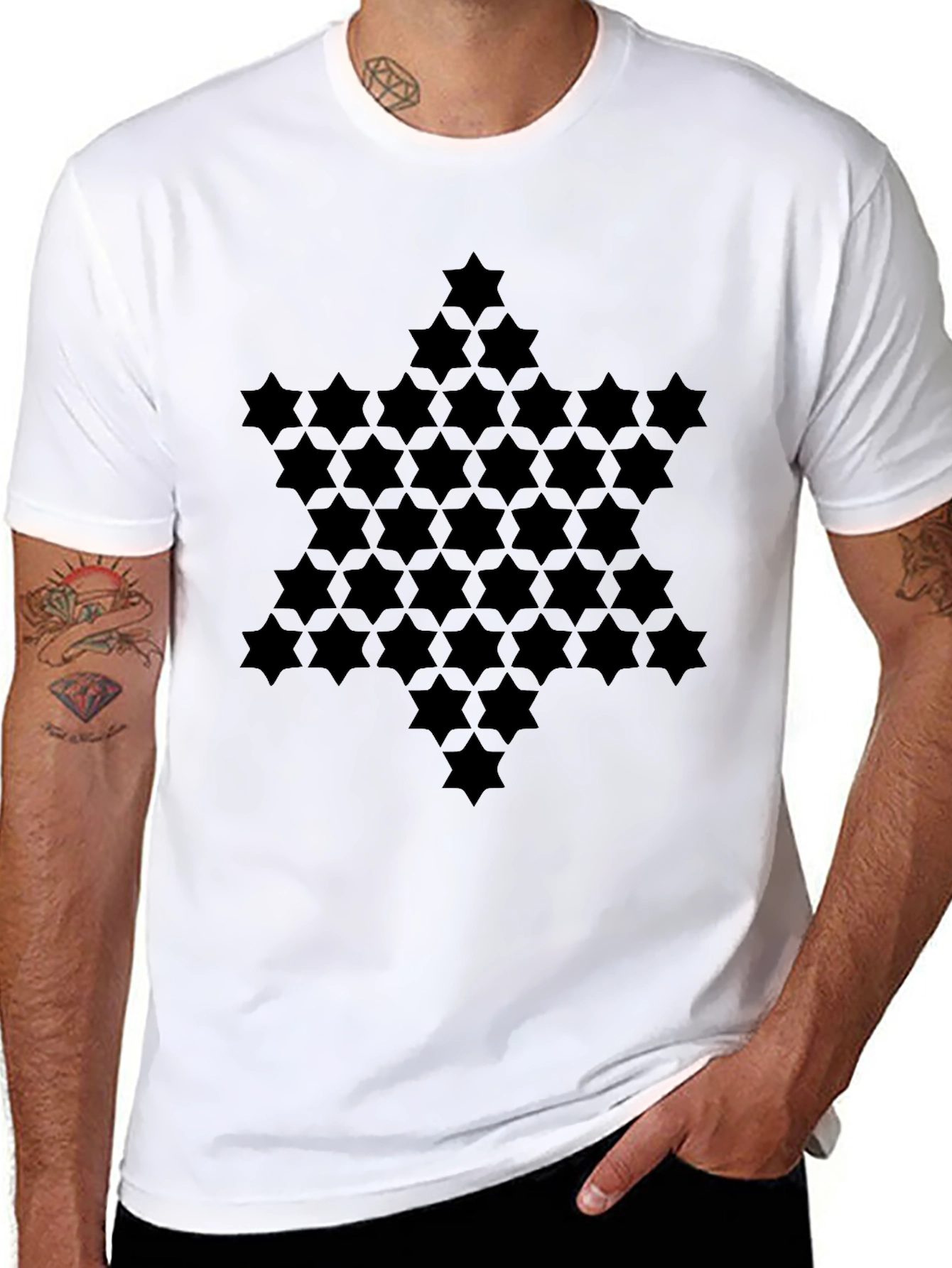 Geometric Star Pattern T-Shirt - Modern Graphic Tee