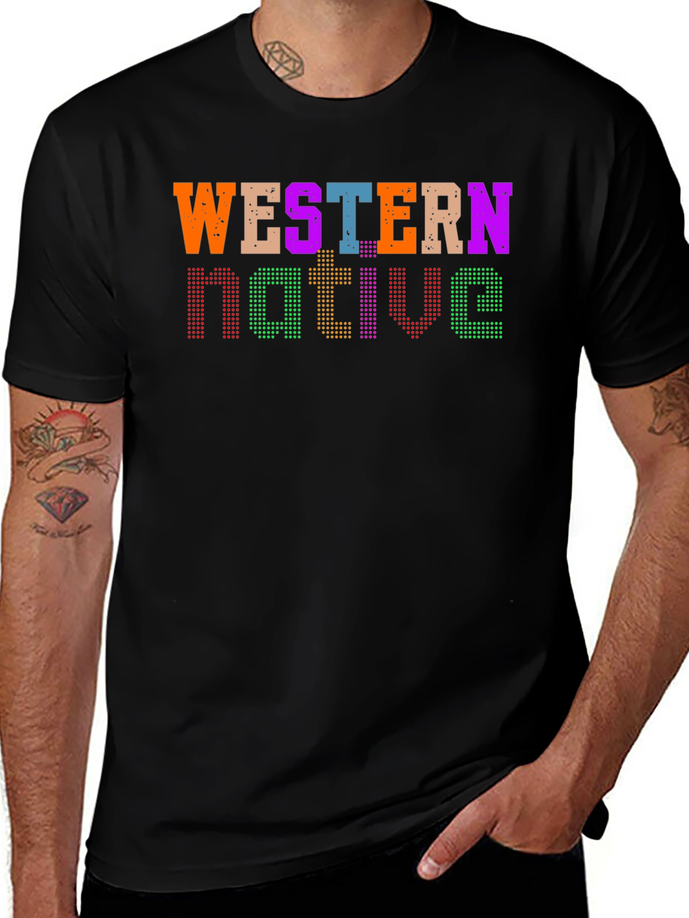 Western Native Graphic Tee - Black Casual T-Shirt