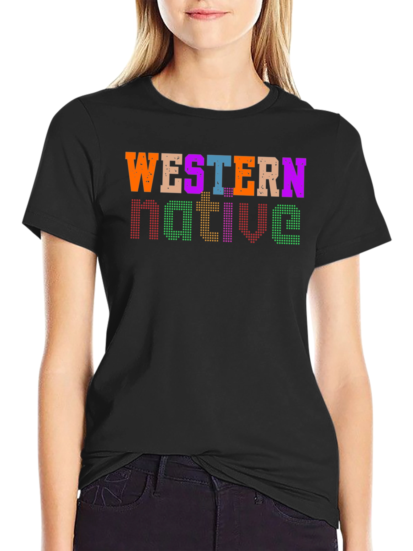 Western Native Graphic Tee - Black Casual T-Shirt