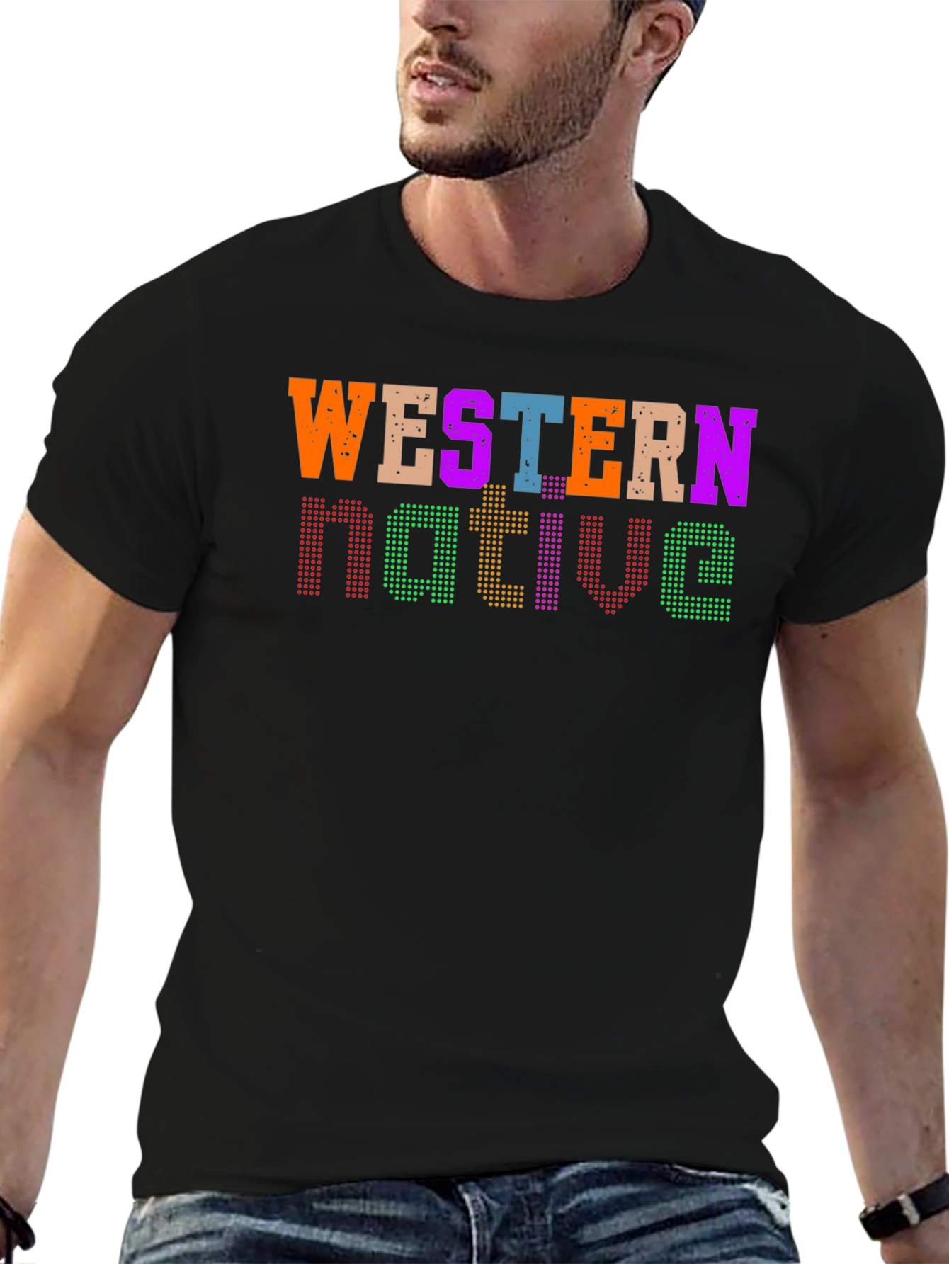 Western Native Graphic Tee - Black Casual T-Shirt