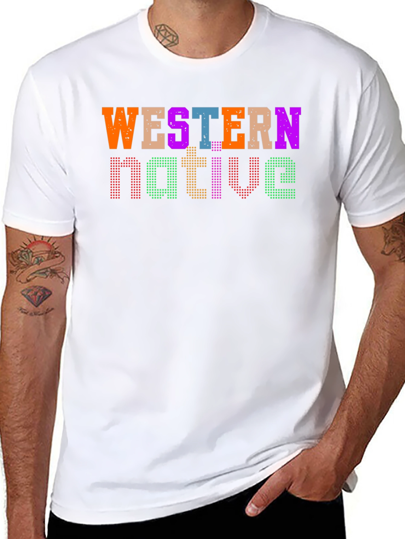 Western Native Graphic Tee - Black Casual T-Shirt