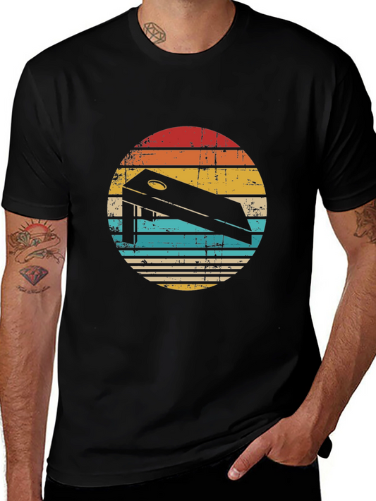 Retro Cornhole Graphic Tee - Vintage Sunset Design