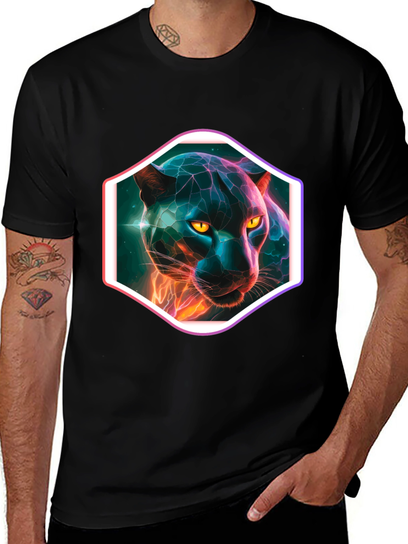 Neon Panther Graphic T-Shirt