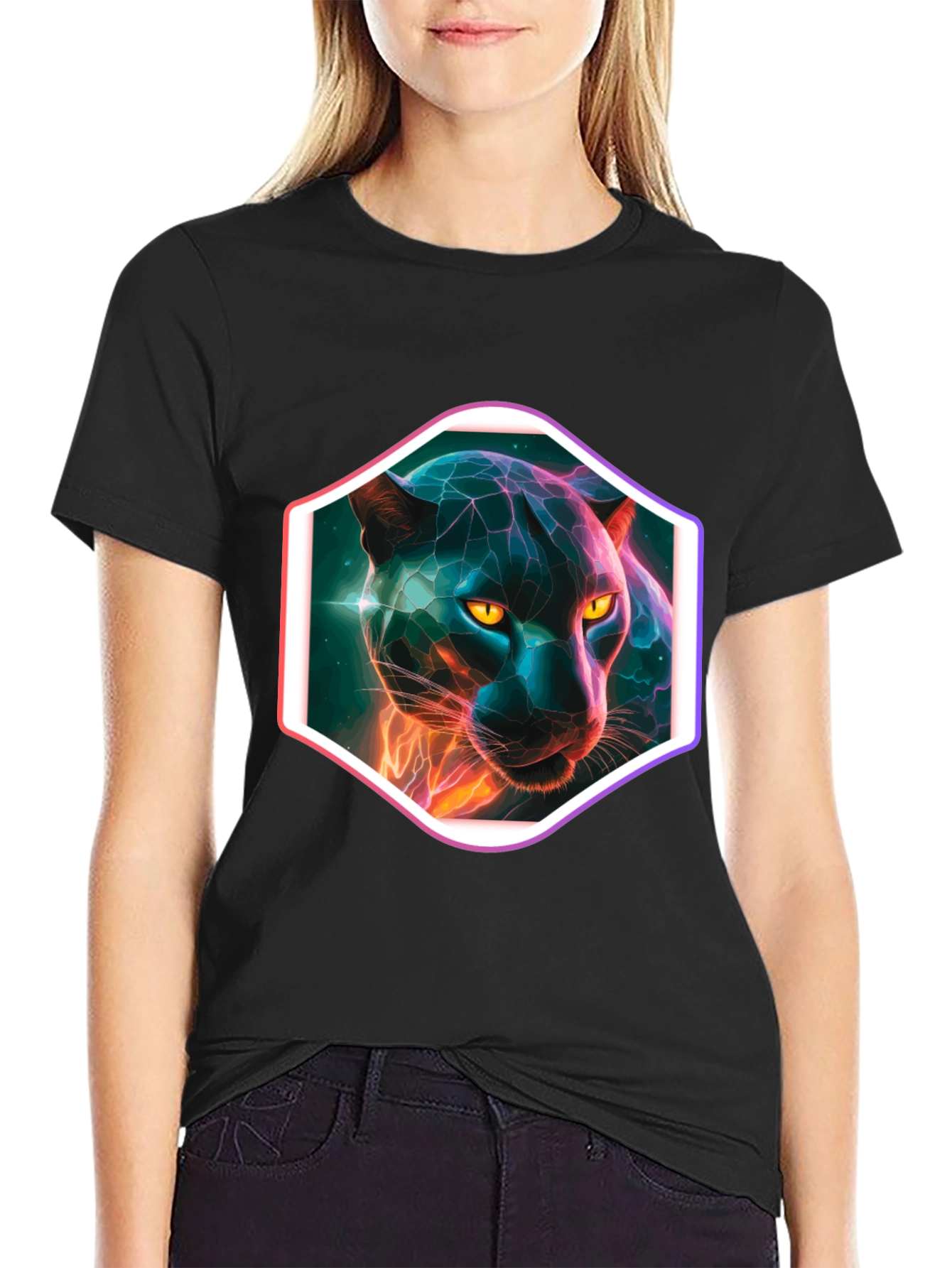 Neon Panther Graphic T-Shirt