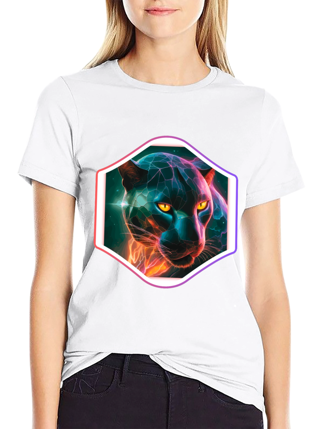 Neon Panther Graphic T-Shirt