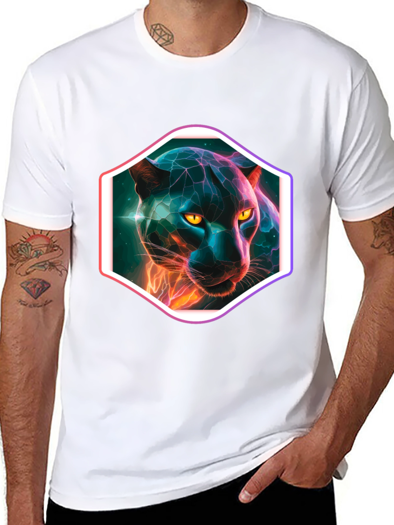 Neon Panther Graphic T-Shirt