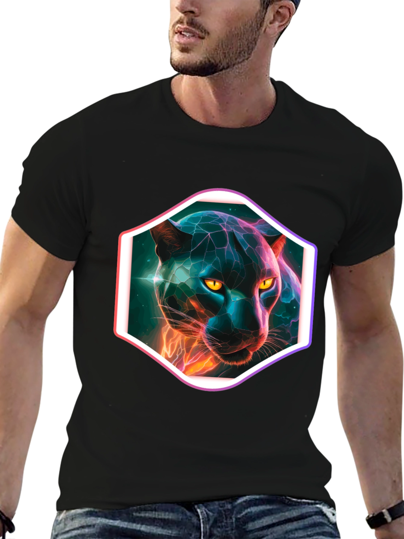 Neon Panther Graphic T-Shirt
