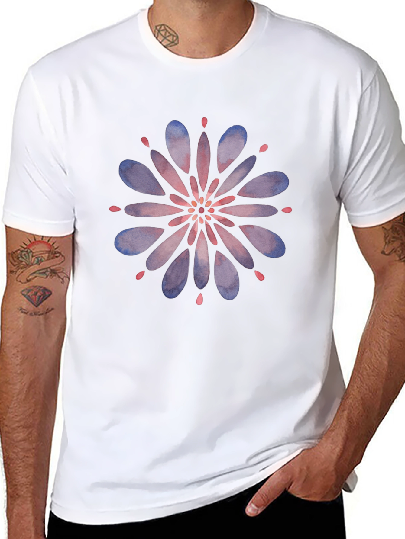 Floral Mandala Graphic Tee - Black Cotton T-Shirt