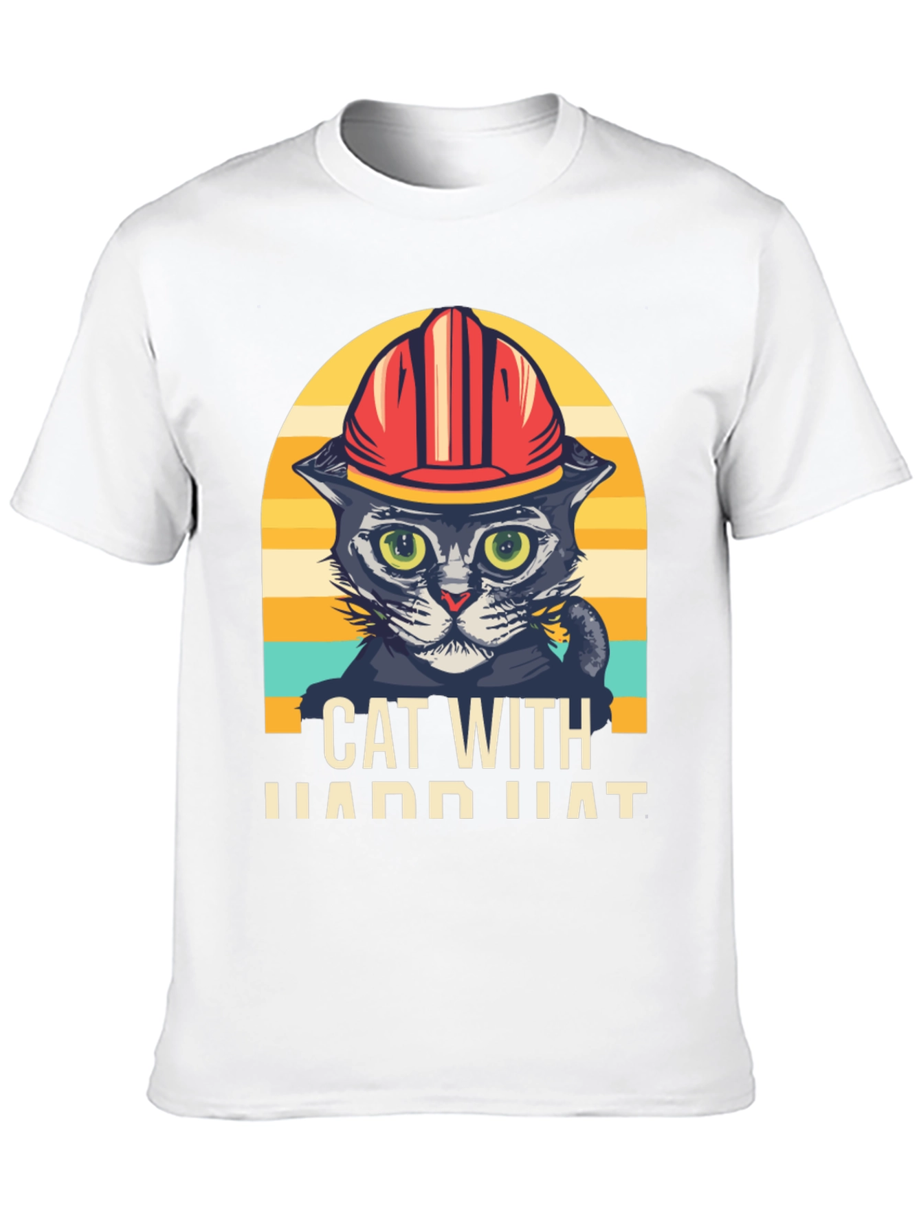 Cat with Hard Hat Graphic T-Shirt