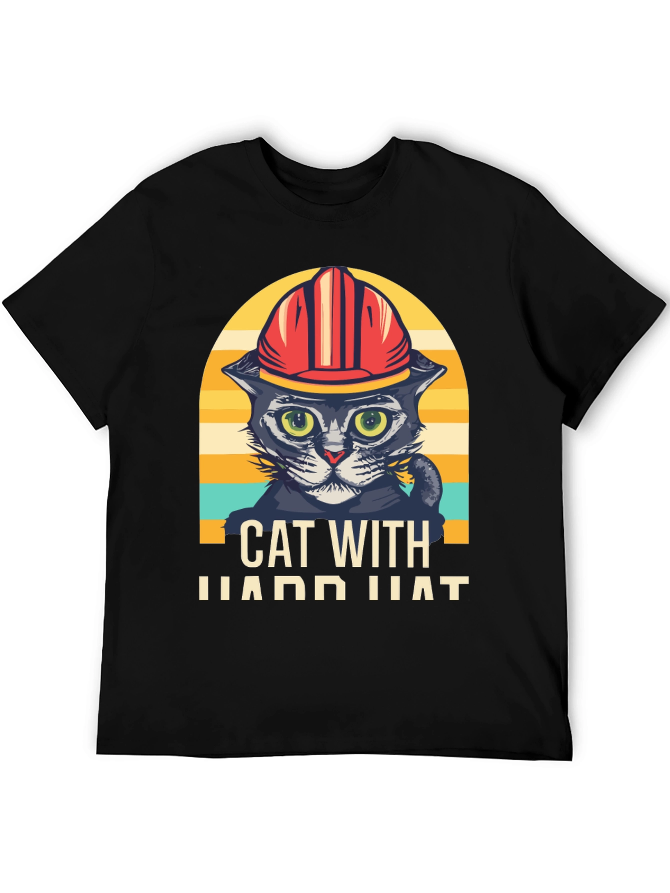 Cat with Hard Hat Graphic T-Shirt