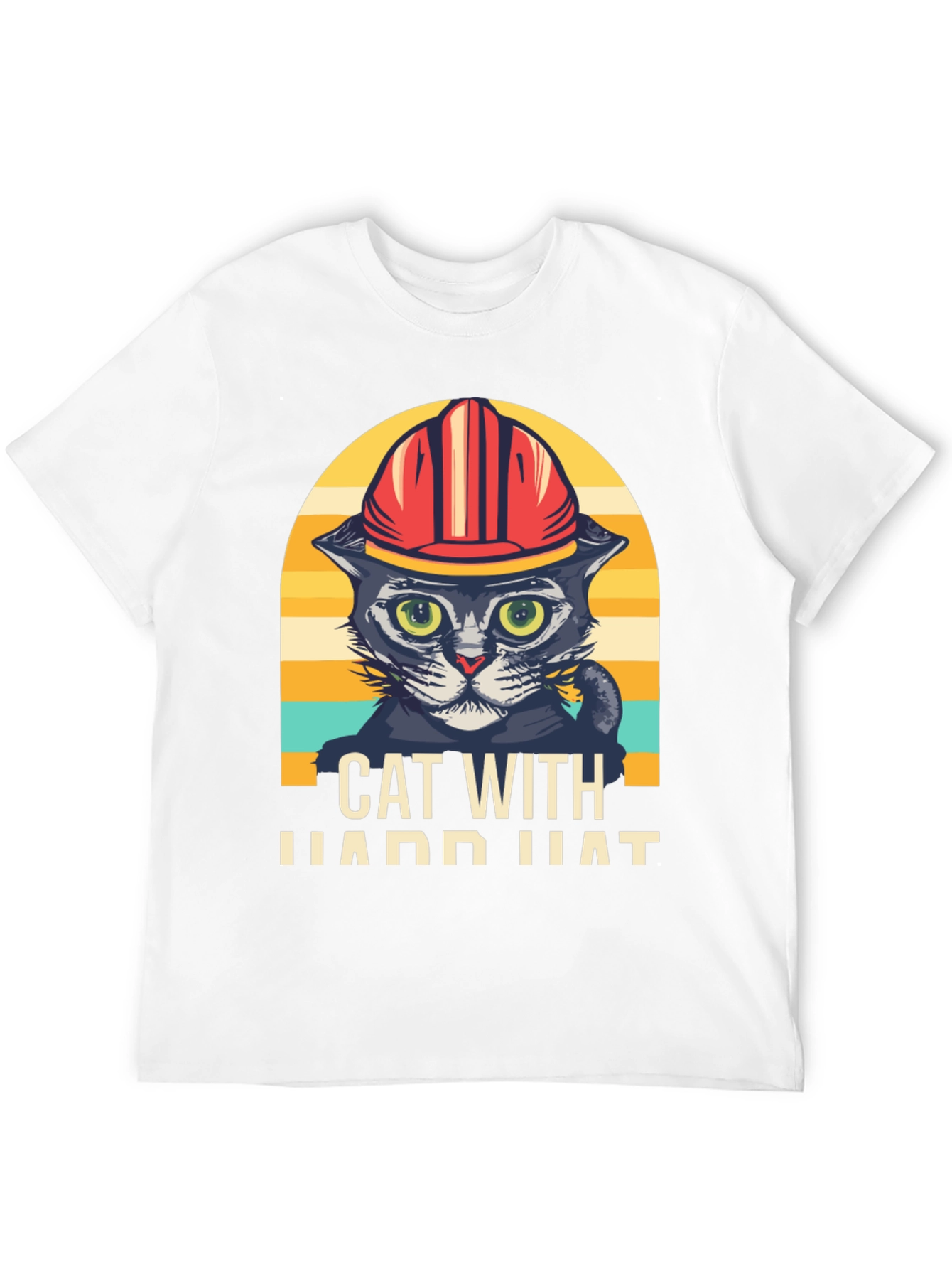 Cat with Hard Hat Graphic T-Shirt