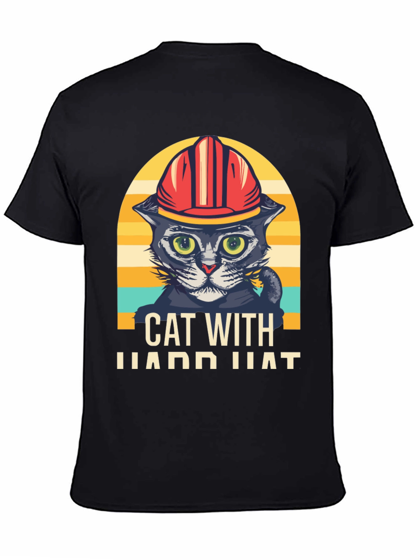 Cat with Hard Hat Graphic T-Shirt