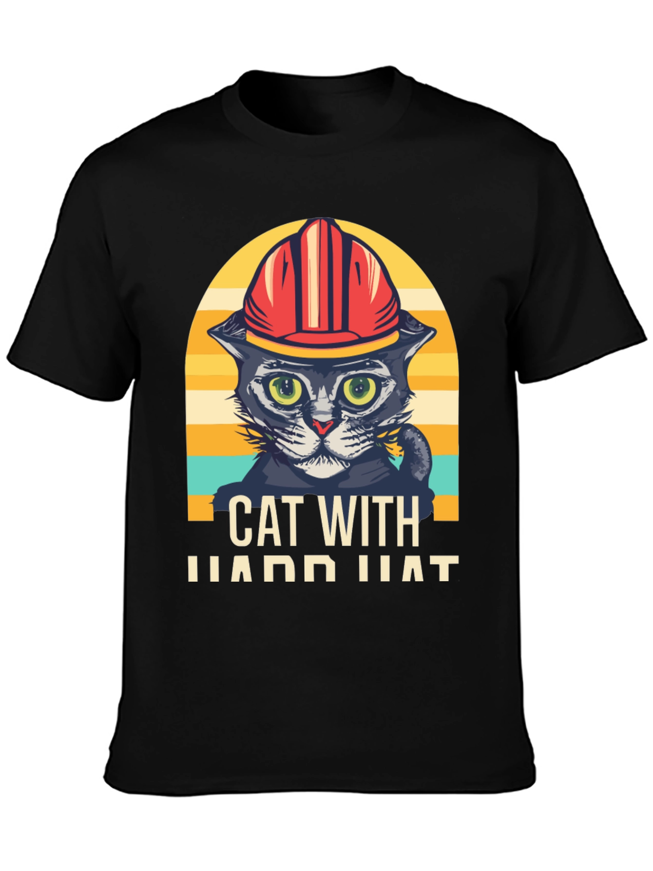 Cat with Hard Hat Graphic T-Shirt