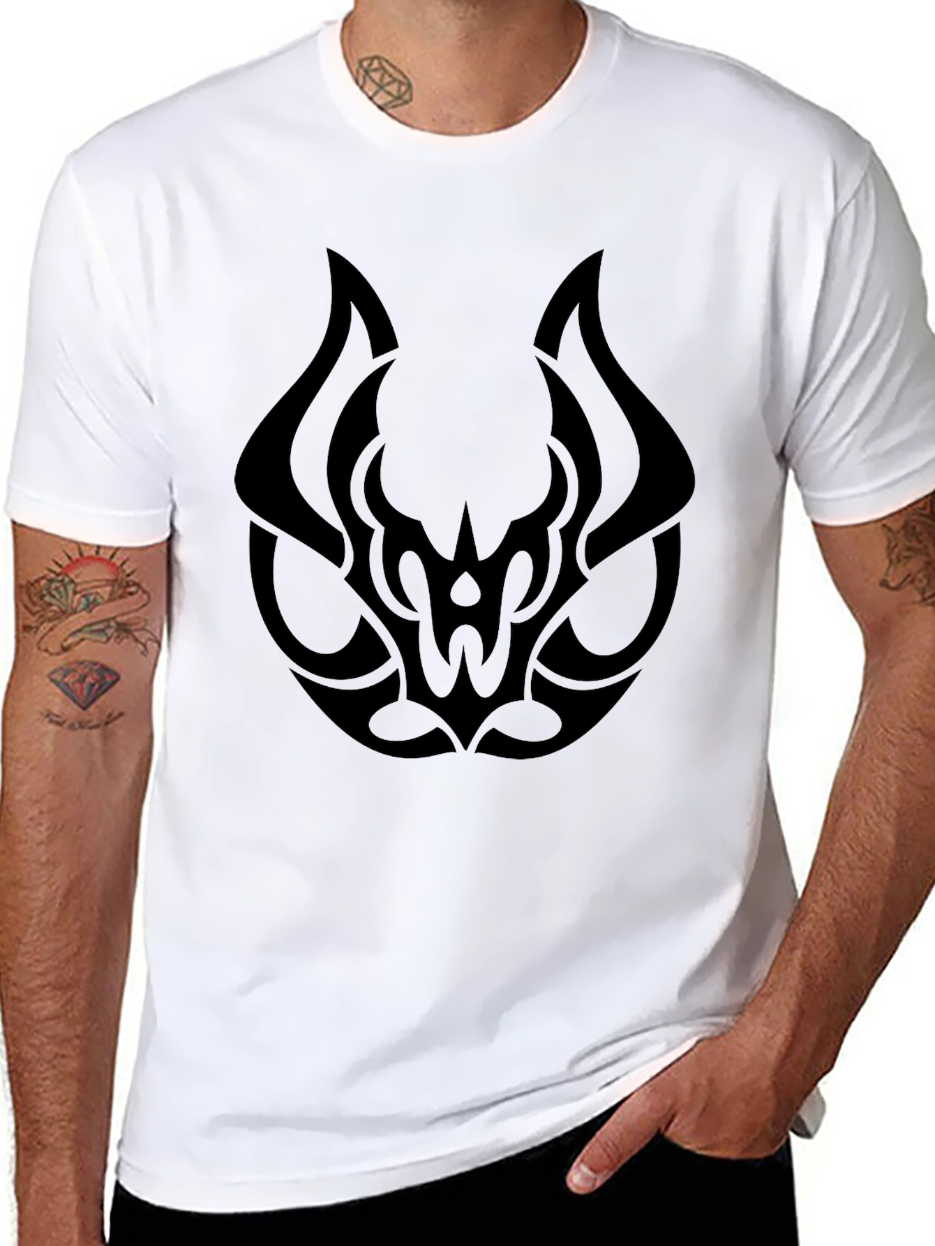Bold Tribal Graphic Black T-Shirt