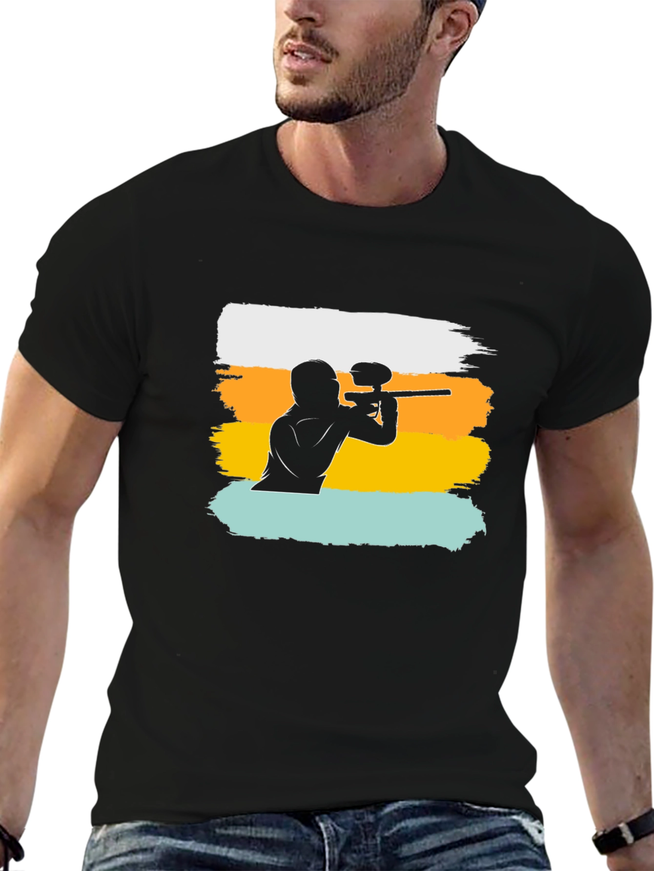 Paintball Player Graphic Tee - Cool Casual Shirt