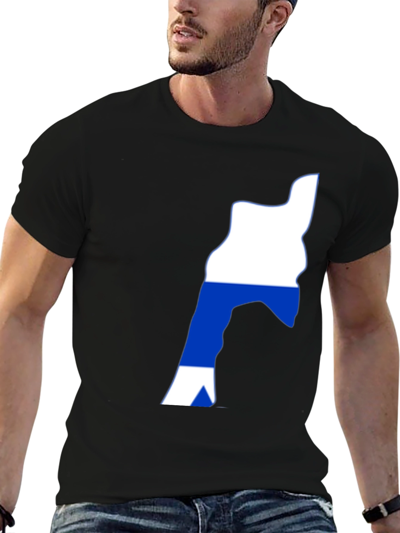 Flag Graphic Tee - Black Cotton T-Shirt