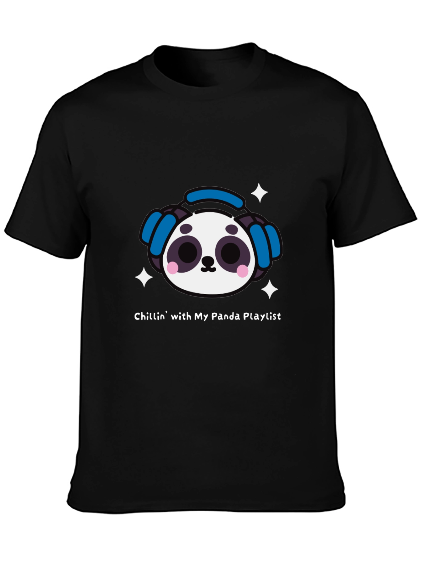 Chillin Panda Playlist Black T-Shirt