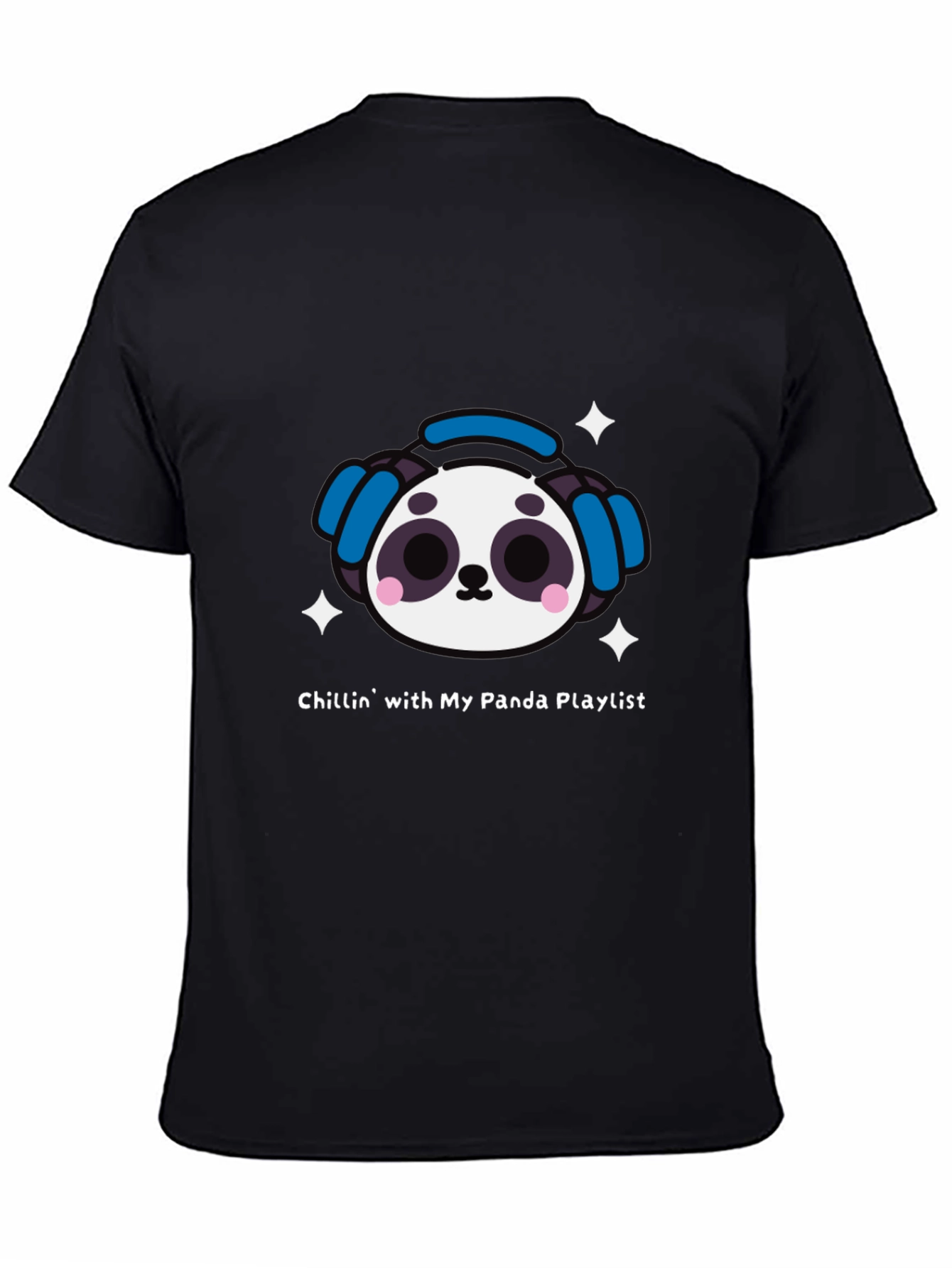 Chillin Panda Playlist Black T-Shirt