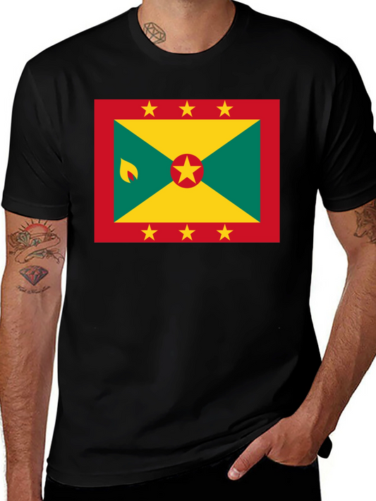 Grenada Flag T-Shirt - Black Crew Neck
