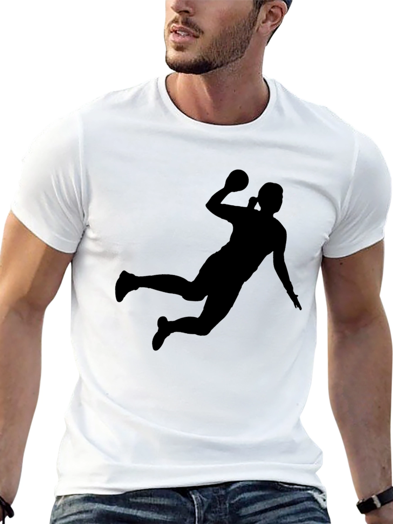 Handball Player Silhouette Graphic Tee
