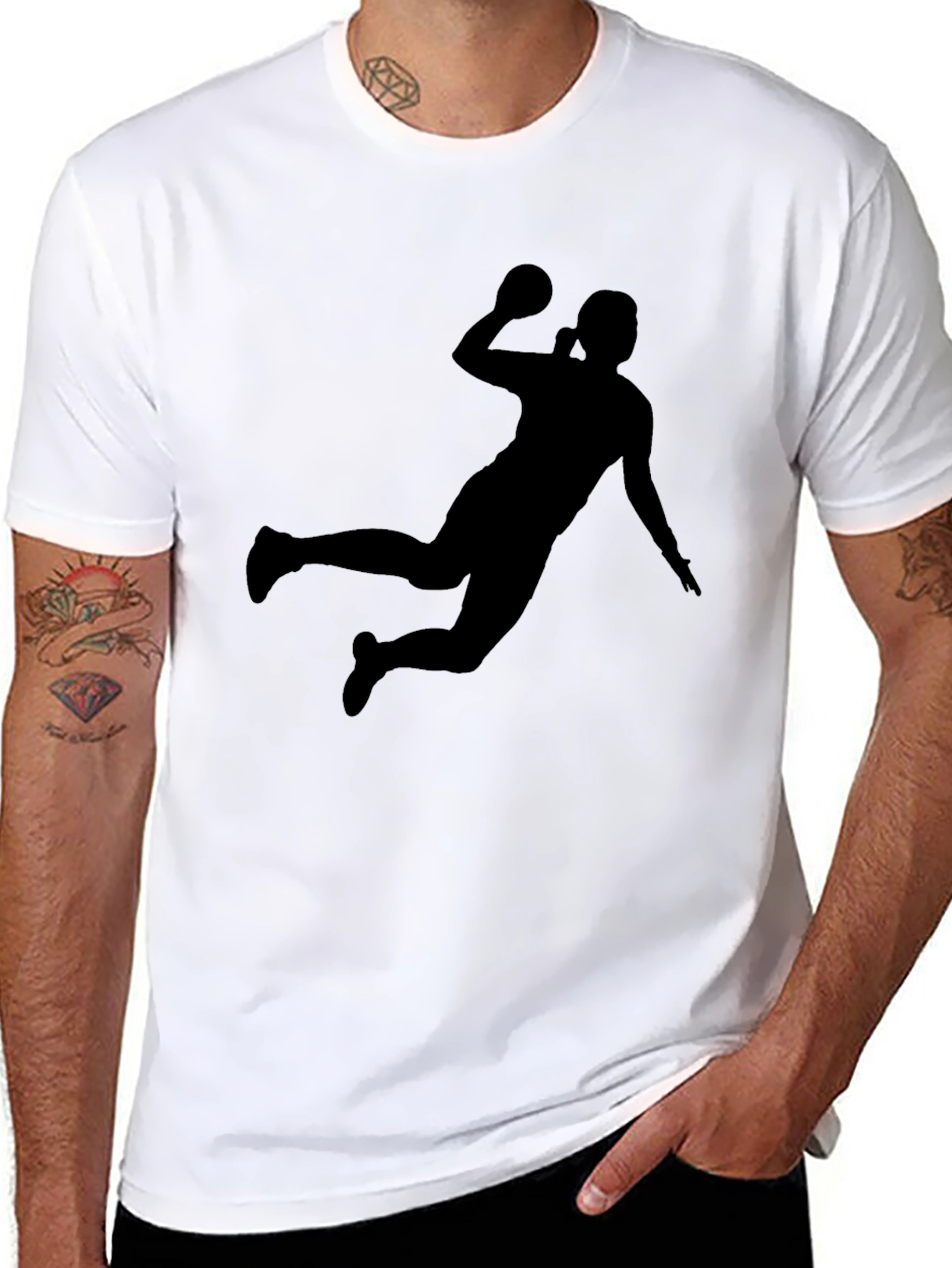 Handball Player Silhouette Graphic Tee
