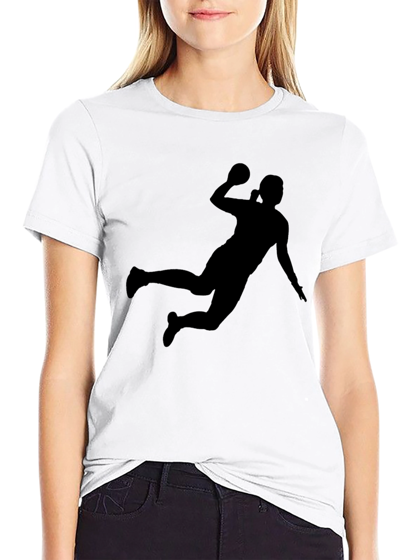 Handball Player Silhouette Graphic Tee
