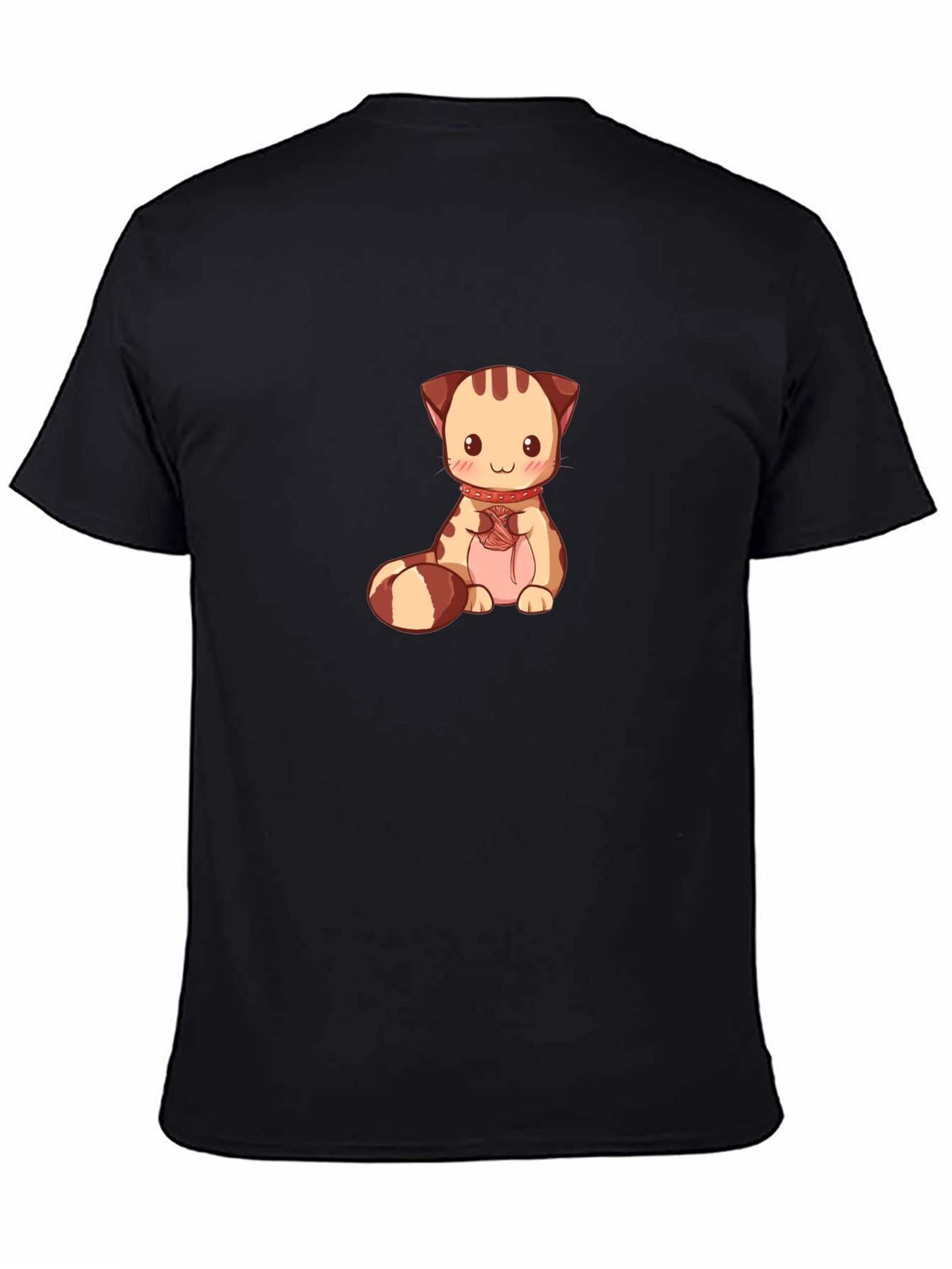 Cute Cartoon Cat Graphic Tee - Black