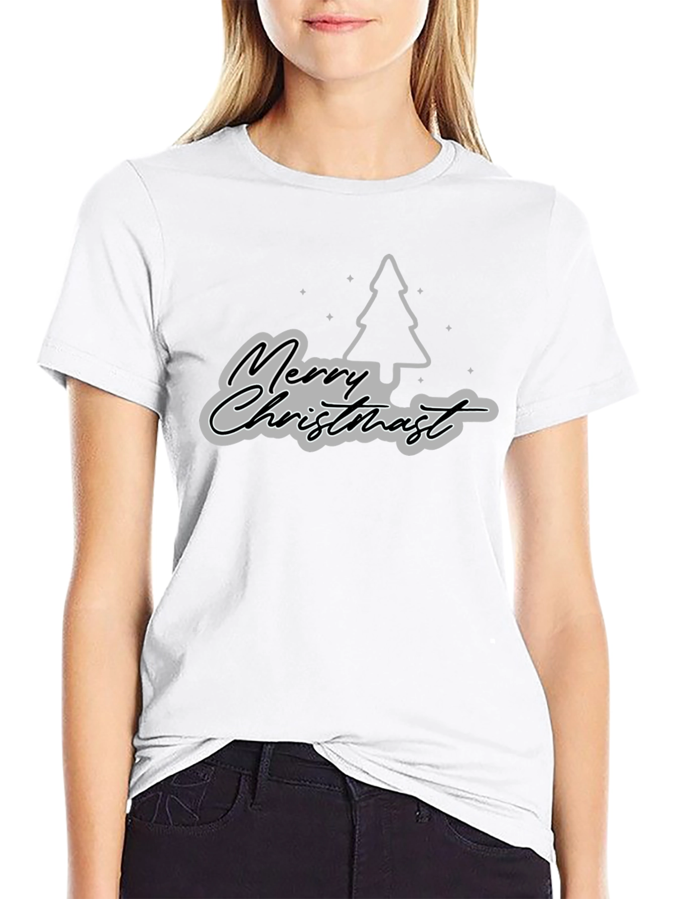 Merry Christmas Tree Graphic T-Shirt