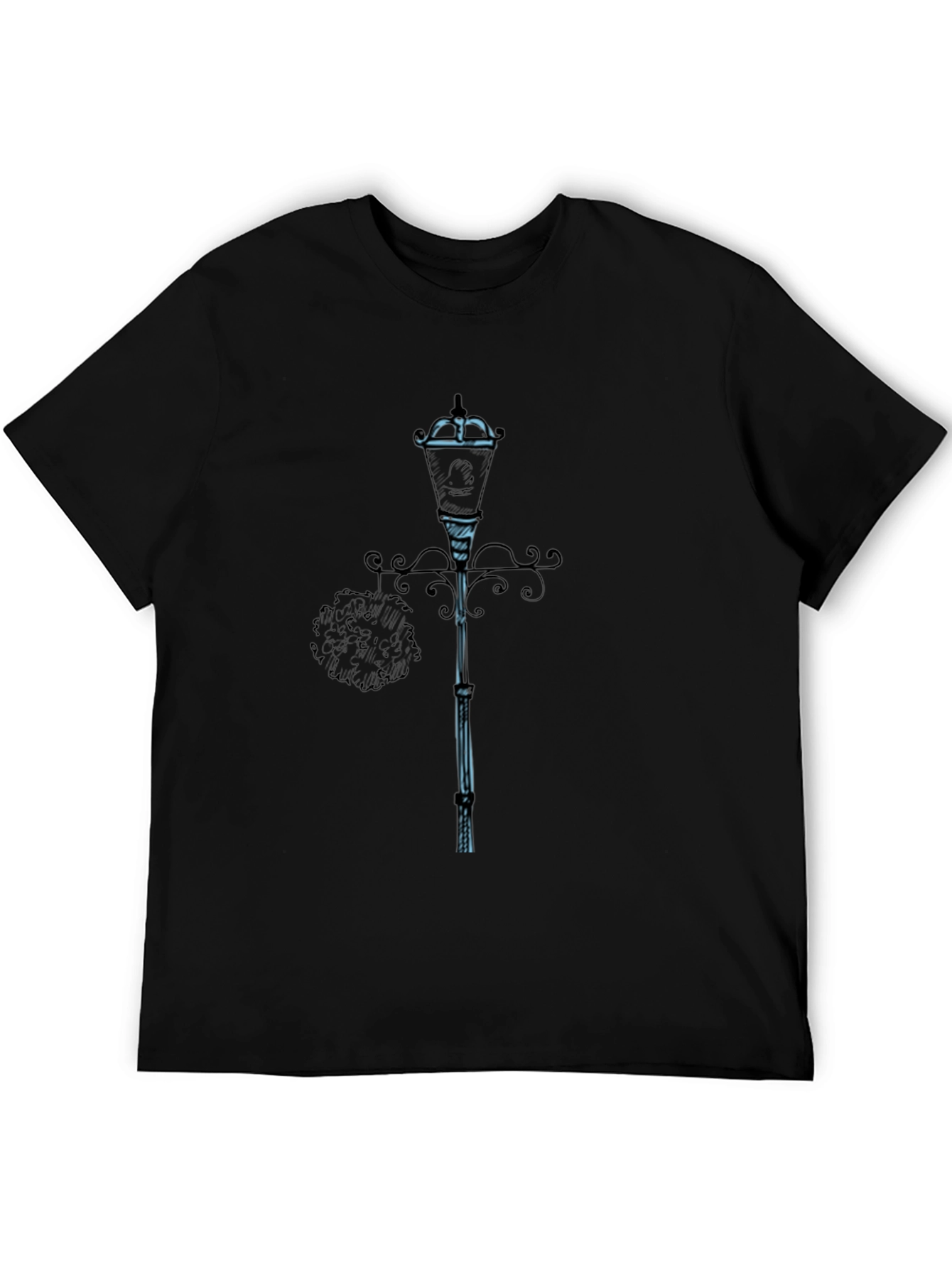 Stylish Black T-Shirt with Lamp Post Design