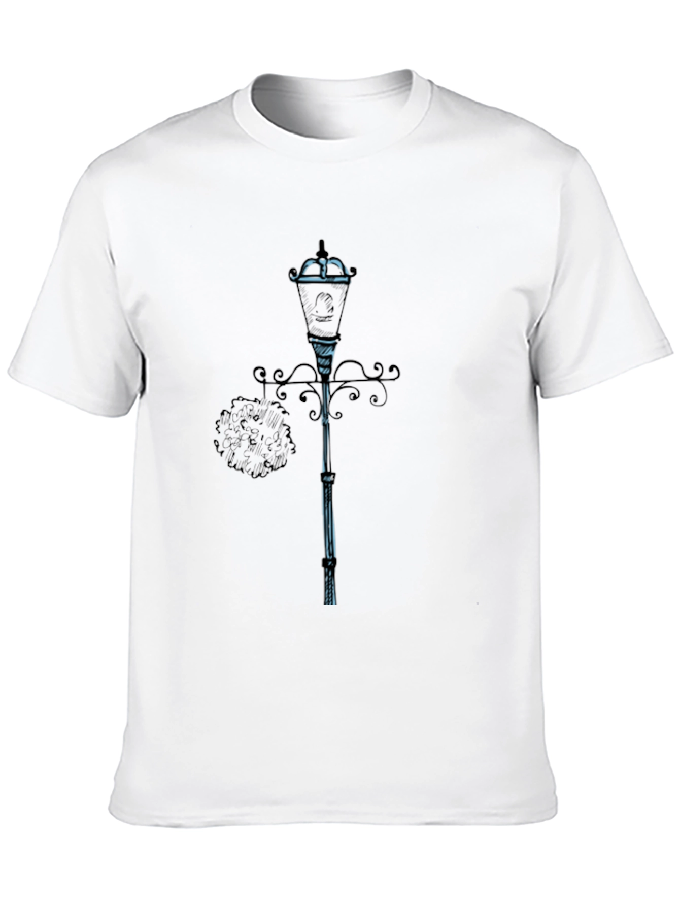 Stylish Black T-Shirt with Lamp Post Design