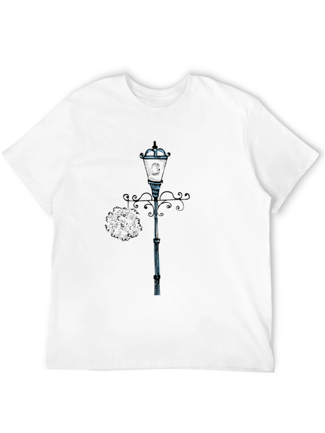 Stylish Black T-Shirt with Lamp Post Design