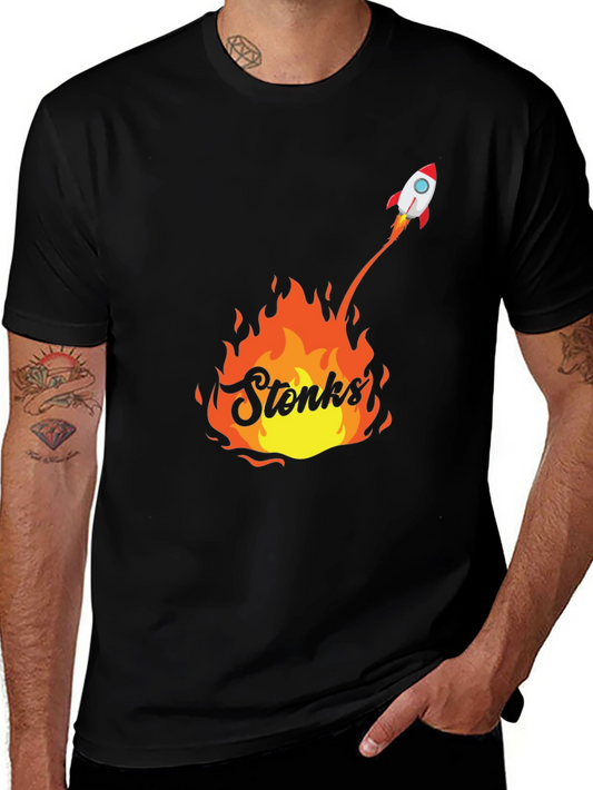 Stonks Rocket T-Shirt - Meme Graphic Tee