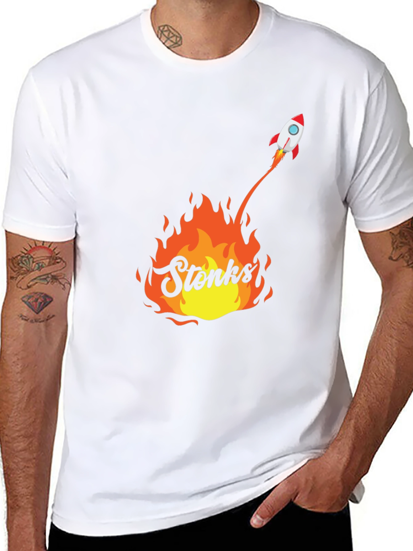 Stonks Rocket T-Shirt - Meme Graphic Tee