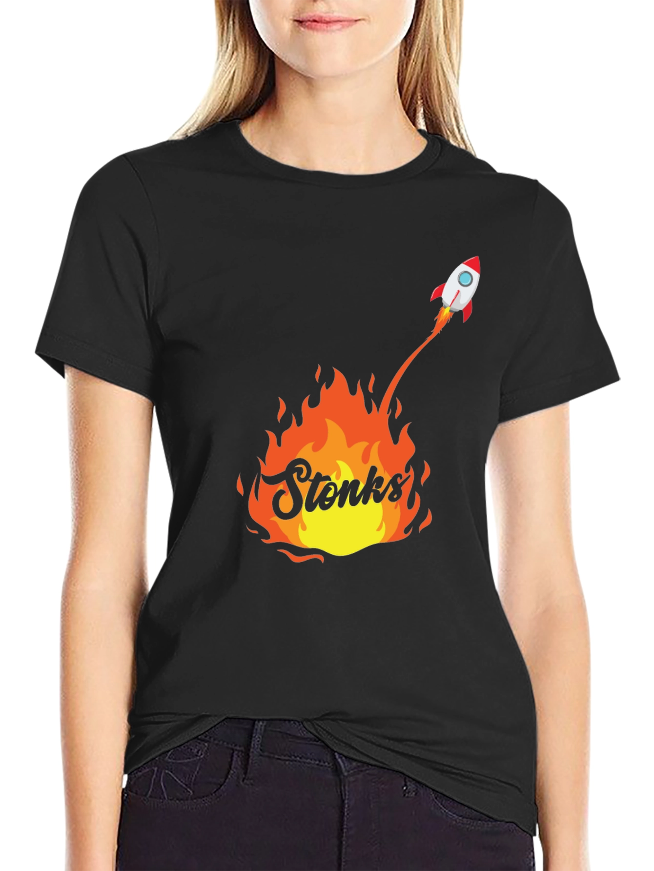 Stonks Rocket T-Shirt - Meme Graphic Tee