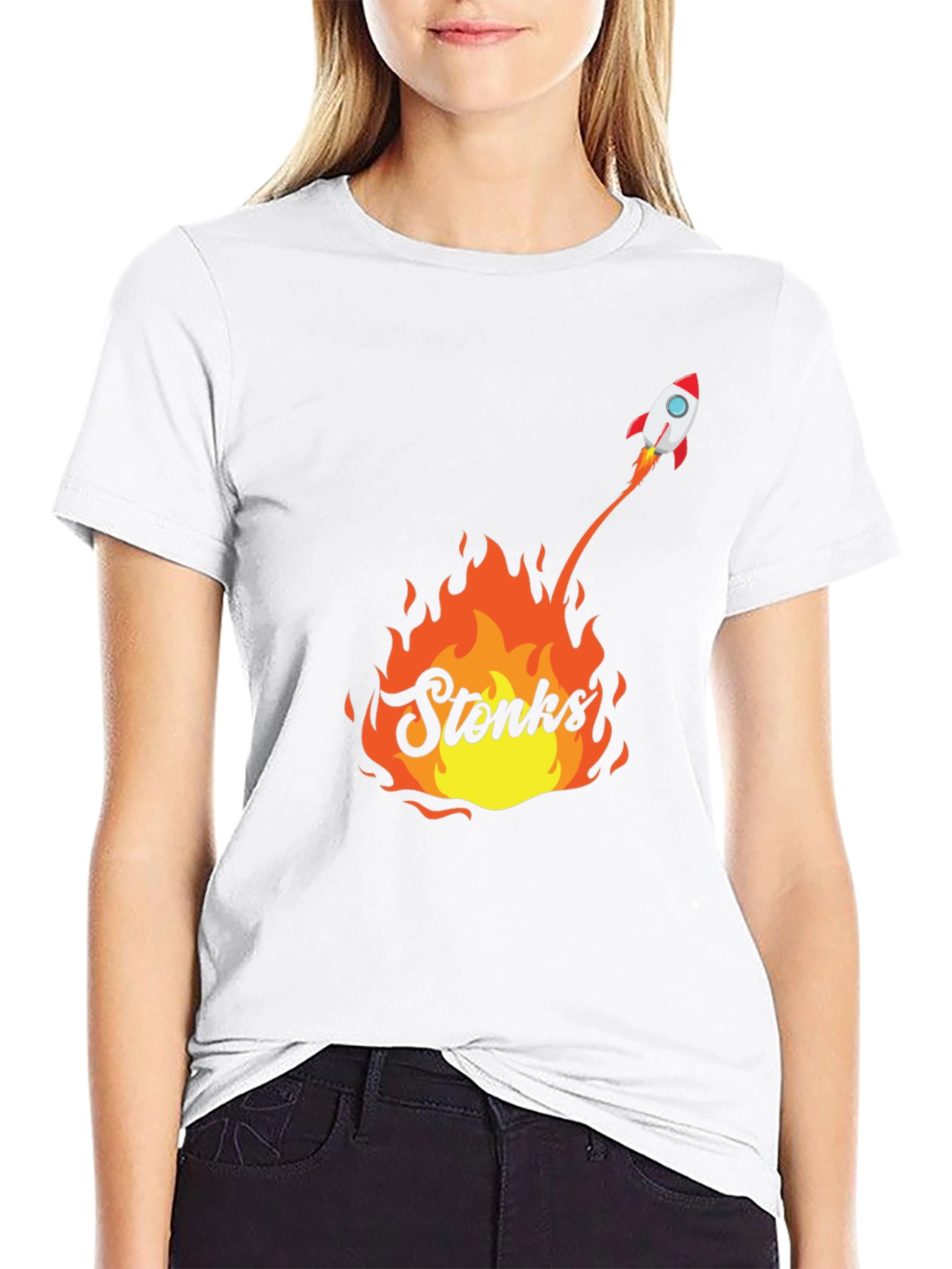 Stonks Rocket T-Shirt - Meme Graphic Tee