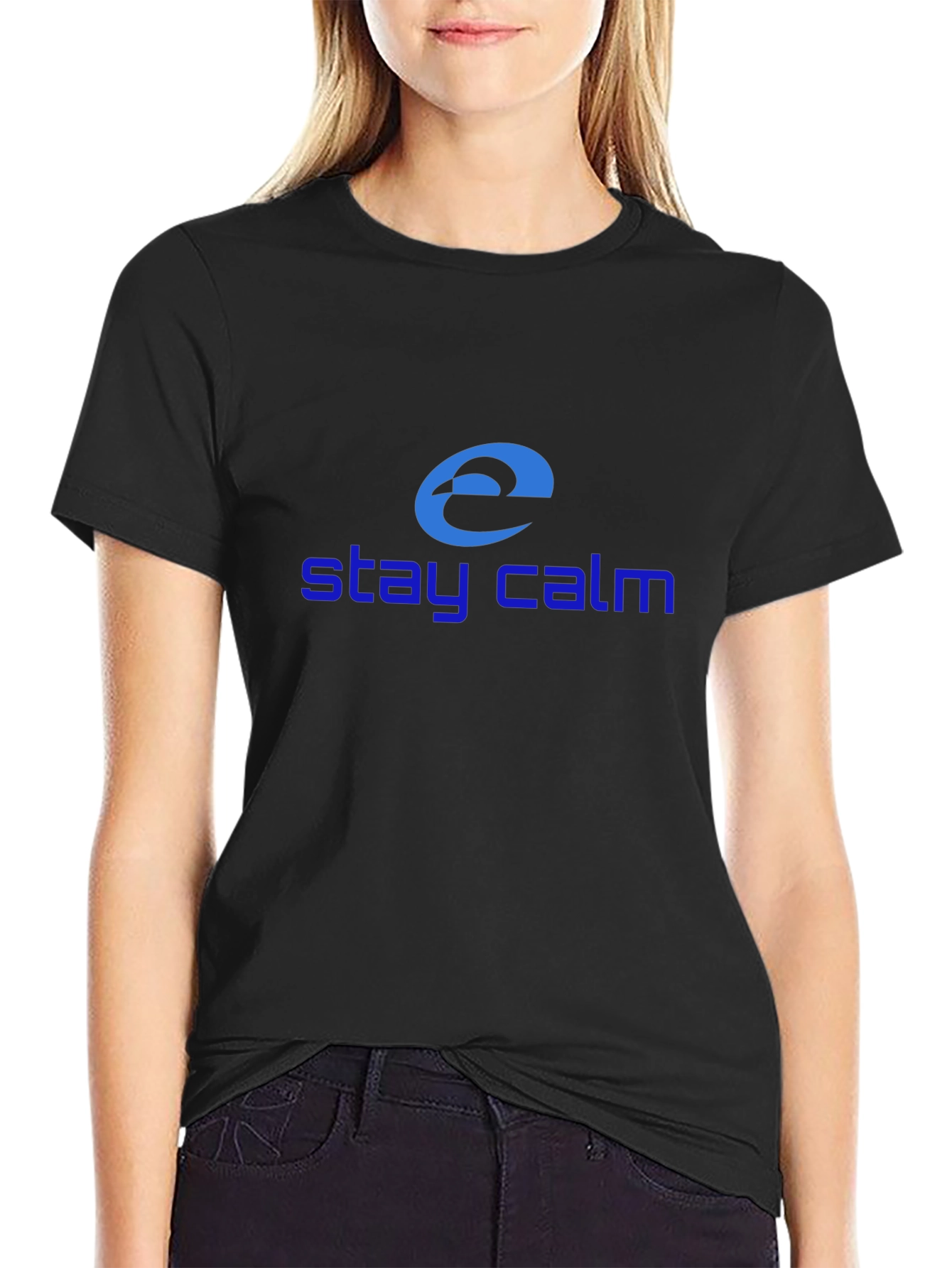 Stay Calm Internet Explorer Inspired Black T-Shirt