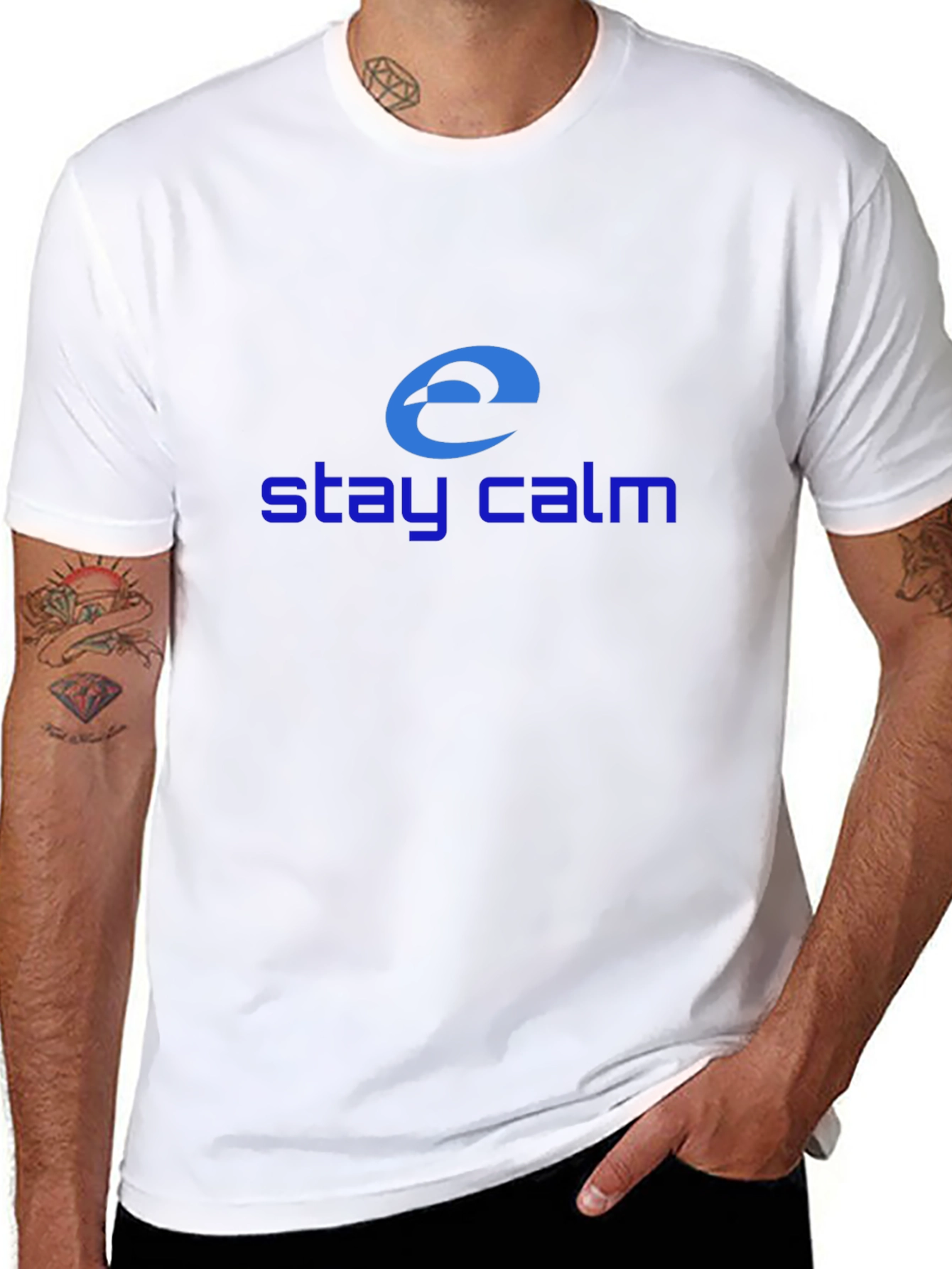 Stay Calm Internet Explorer Inspired Black T-Shirt