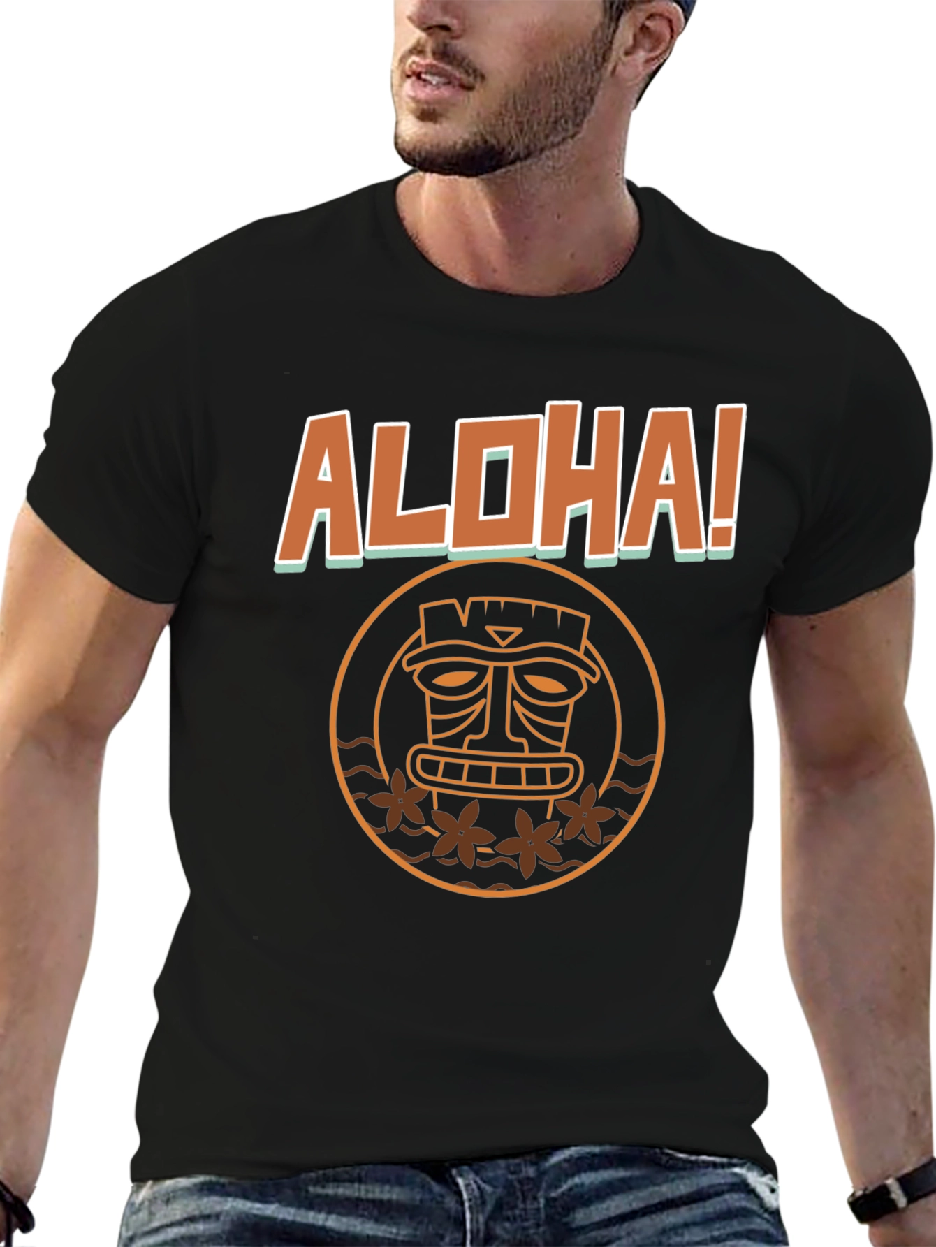 Aloha! Graphic Print Black T-Shirt