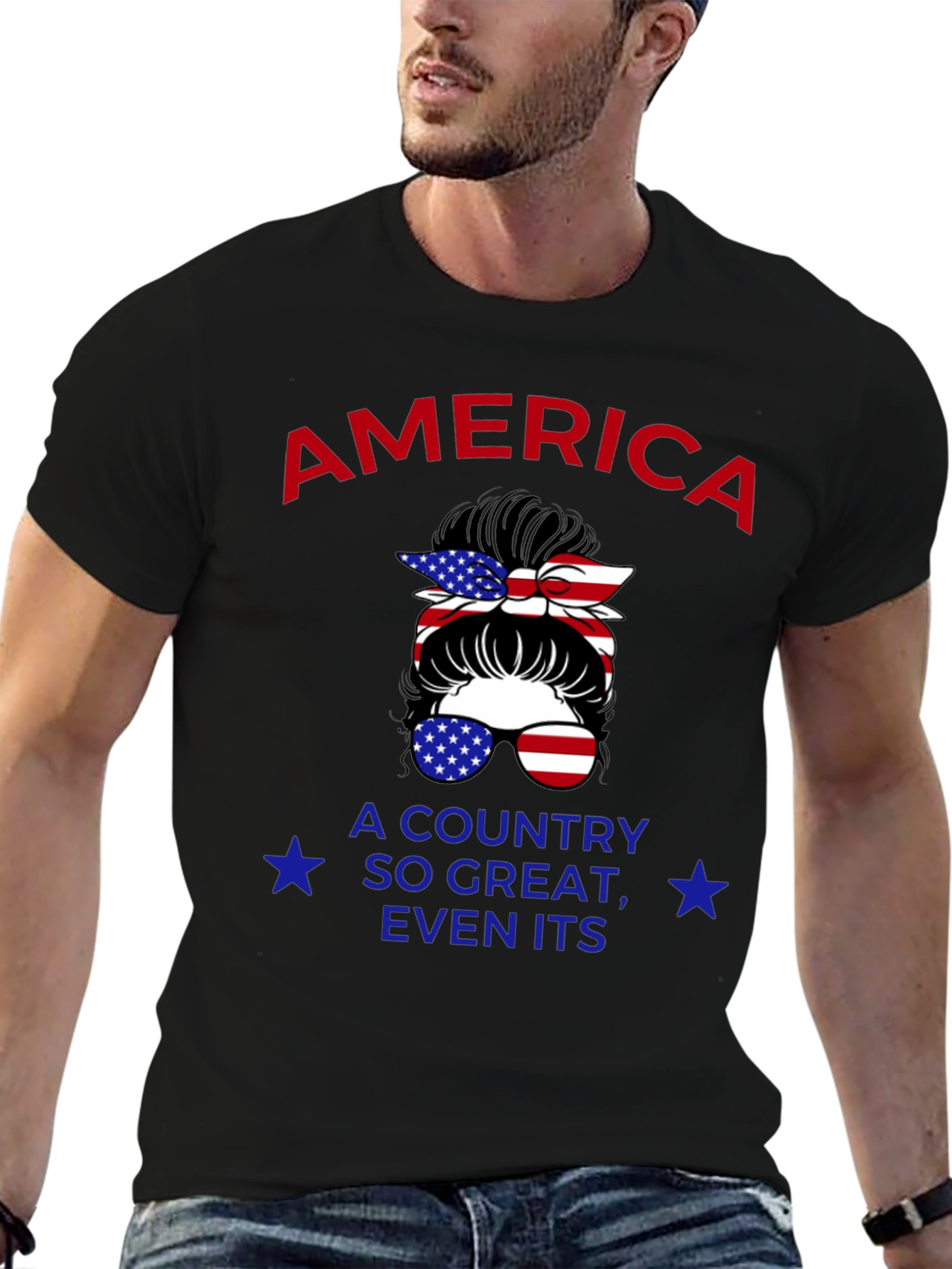 Patriotic Messy Bun T-Shirt