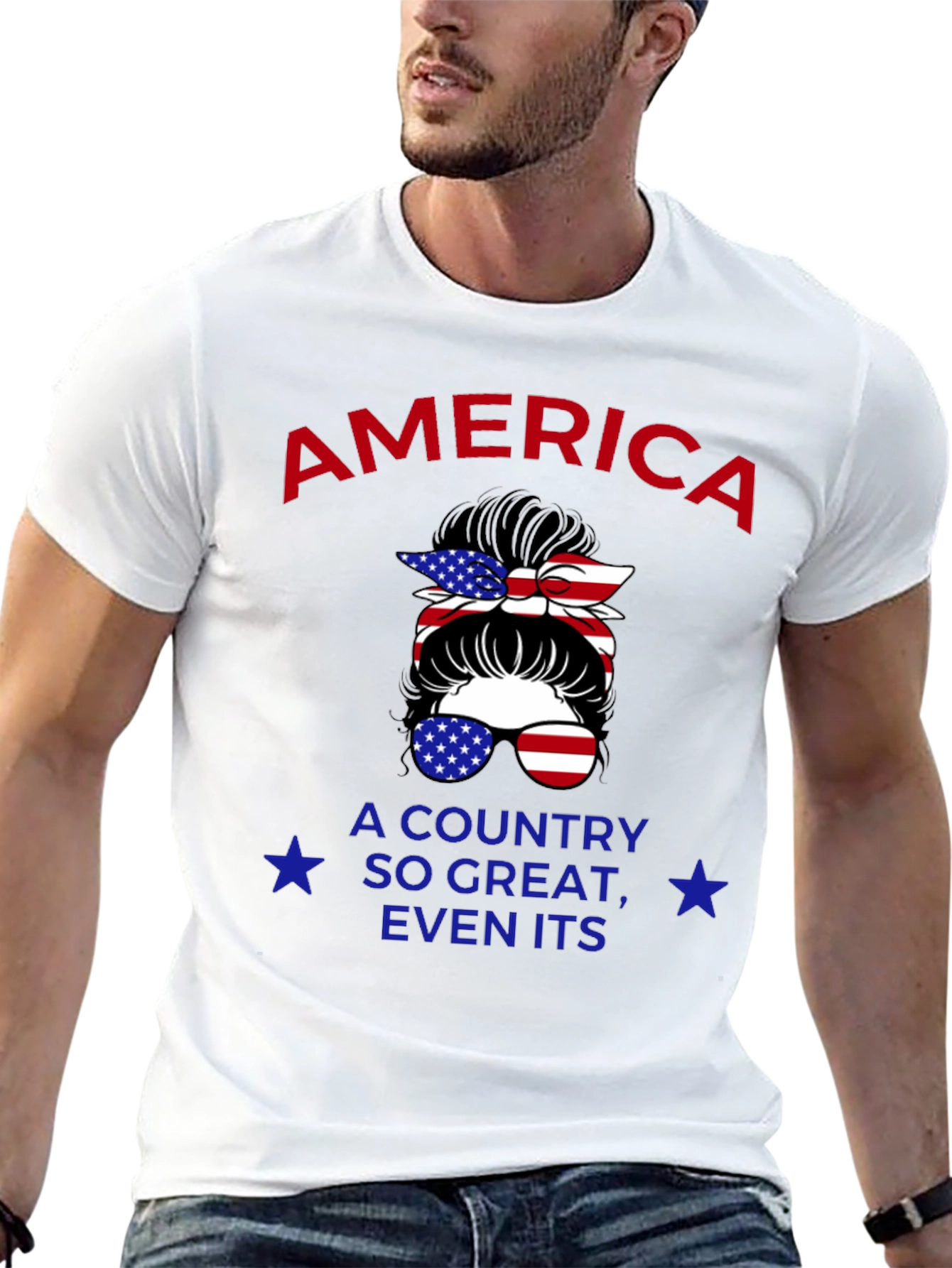 Patriotic Messy Bun T-Shirt
