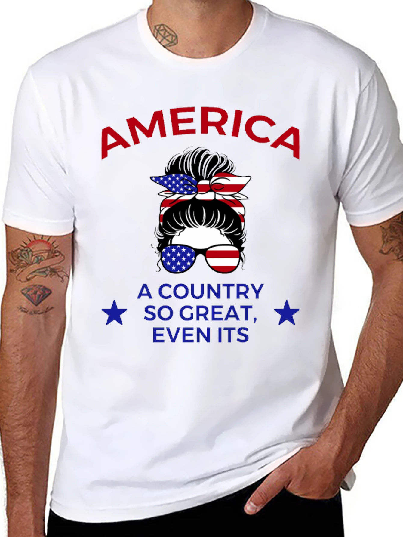 Patriotic Messy Bun T-Shirt