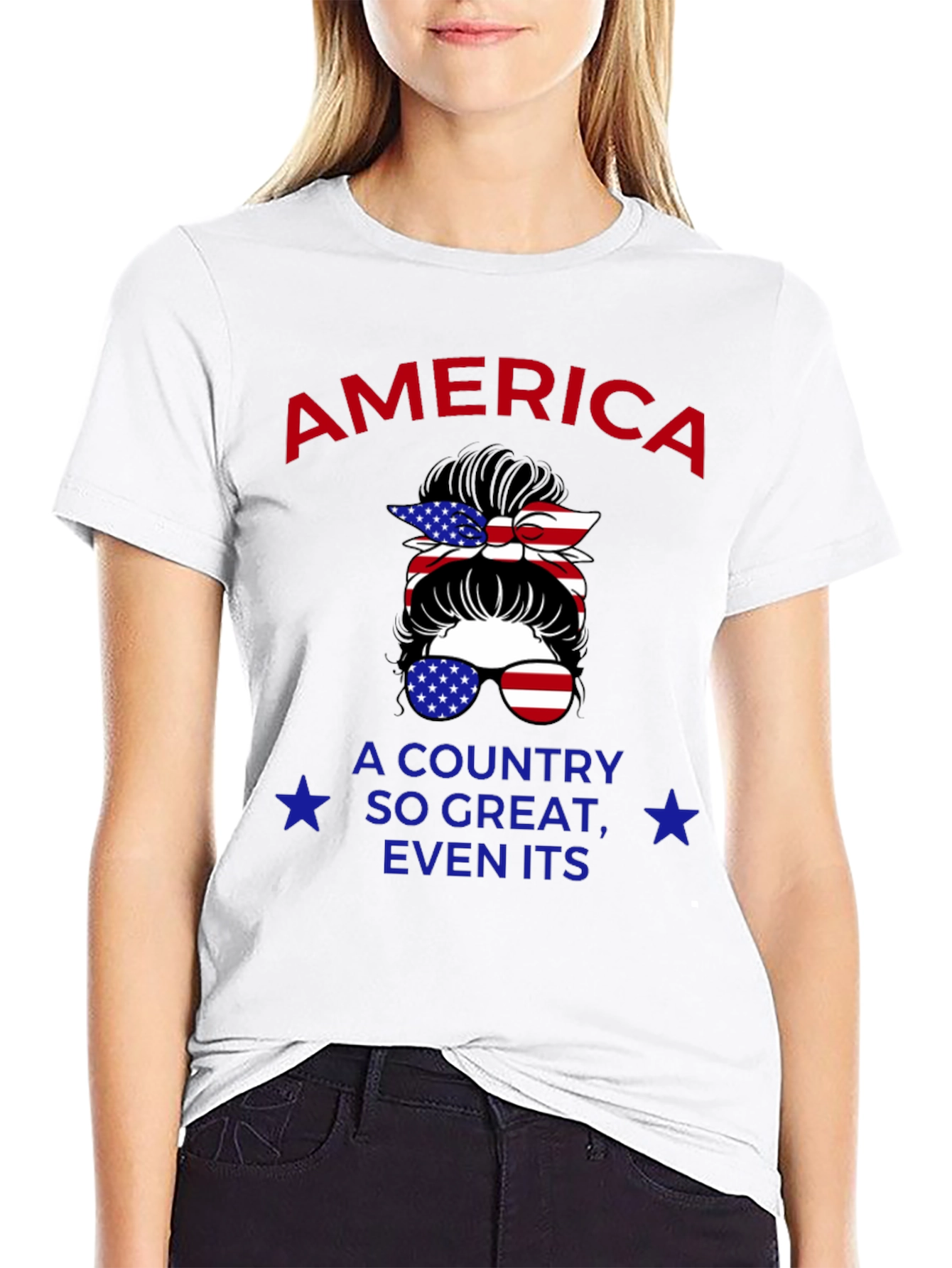 Patriotic Messy Bun T-Shirt