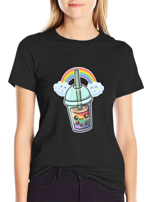Kawaii Bubble Tea T-Shirt - Rainbow Design