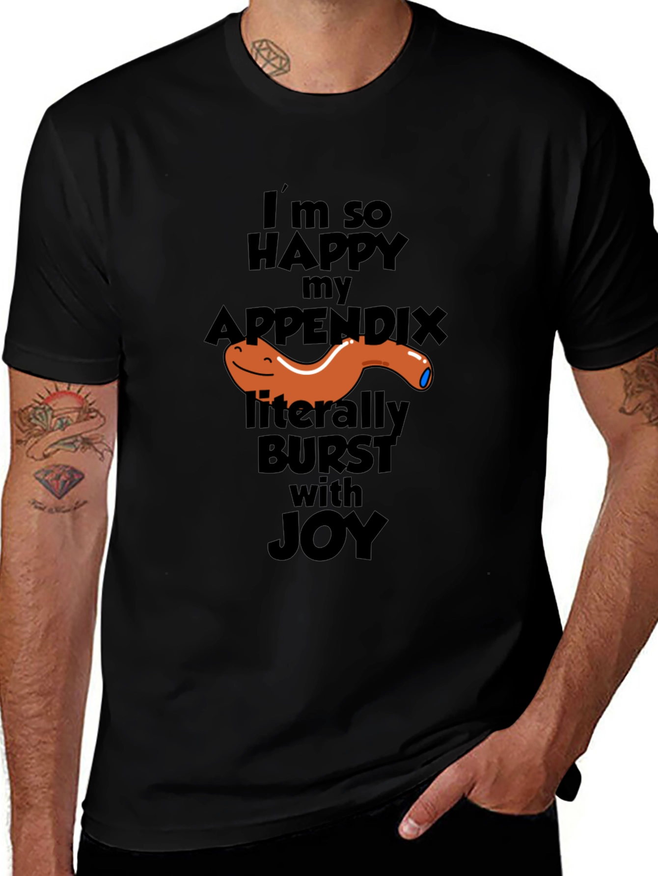 Funny Appendix Burst T-Shirt - Im So Happy Joy