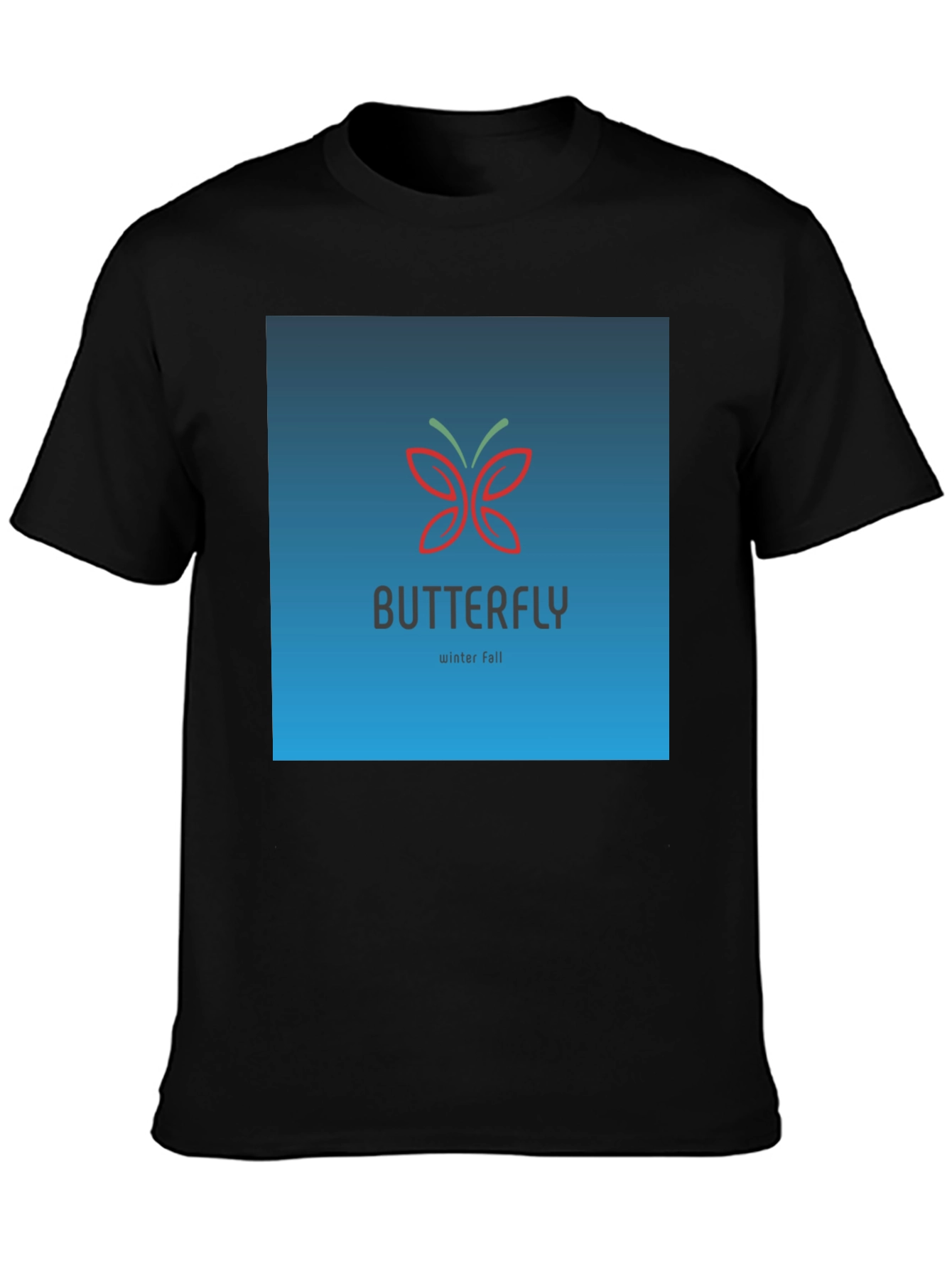 Butterfly Winter Fall Graphic Black T-Shirt