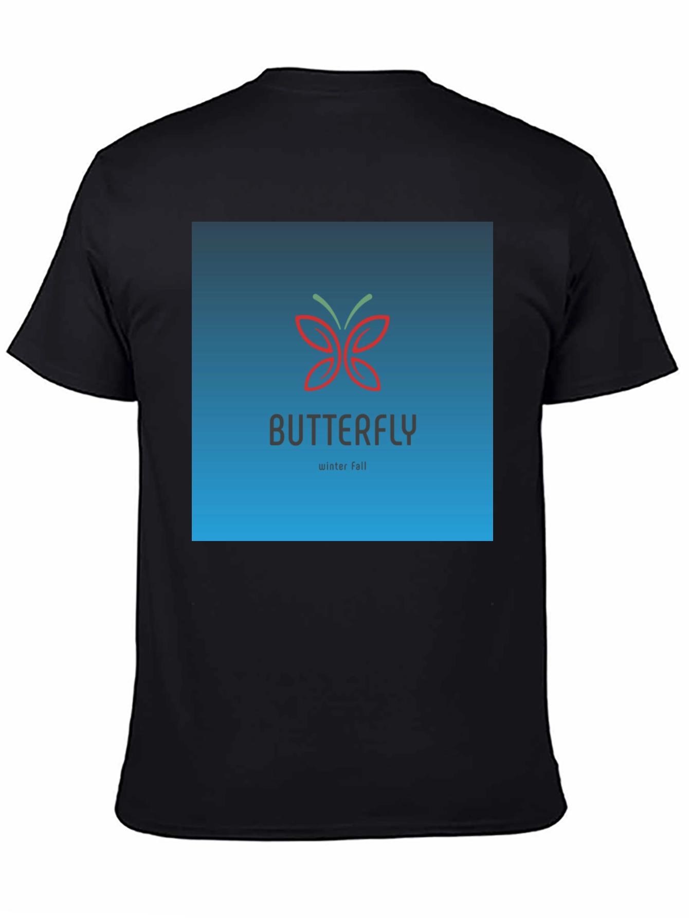 Butterfly Winter Fall Graphic Black T-Shirt