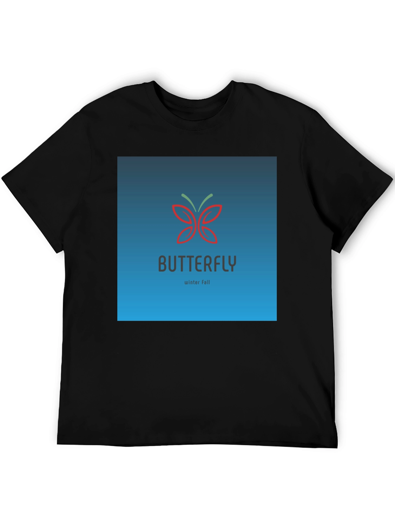 Butterfly Winter Fall Graphic Black T-Shirt